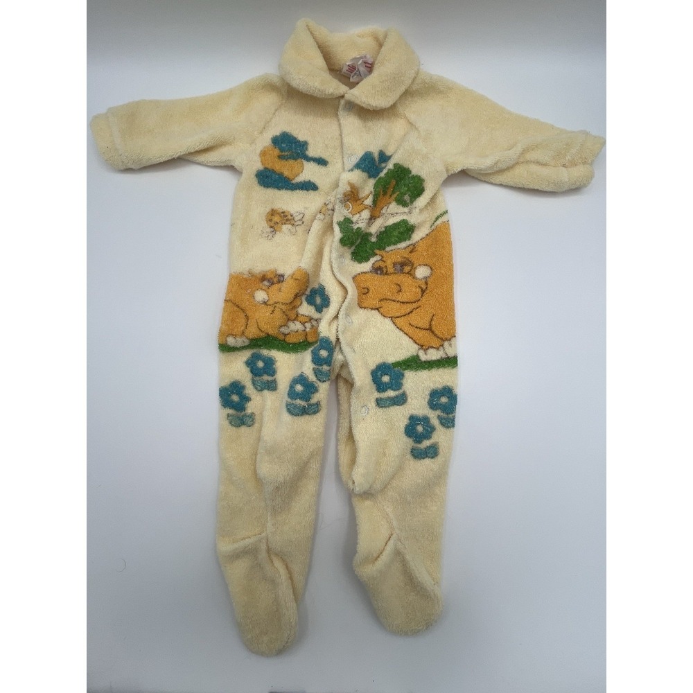 Vintage Terry Cloth Footed Sleeper Yellow Size M 9 Kg Angel Wear Animal Canada